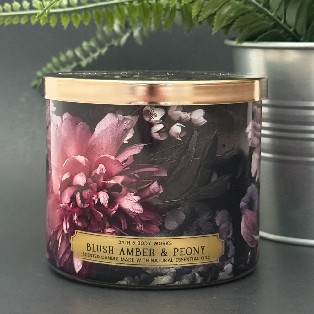 BBW Blush Amber & Peony Bath & Body Works 3 Wick Candle
